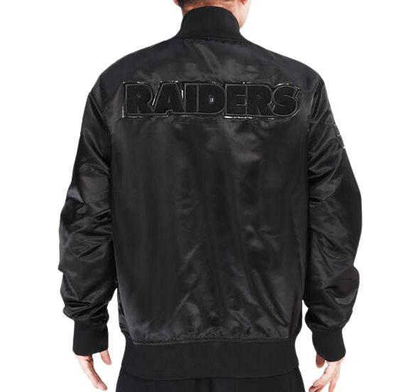 PRO STANDARD NFL LAS VEGAS RAIDERS MEN'S TRIPLE BLACK SATIN JACKET