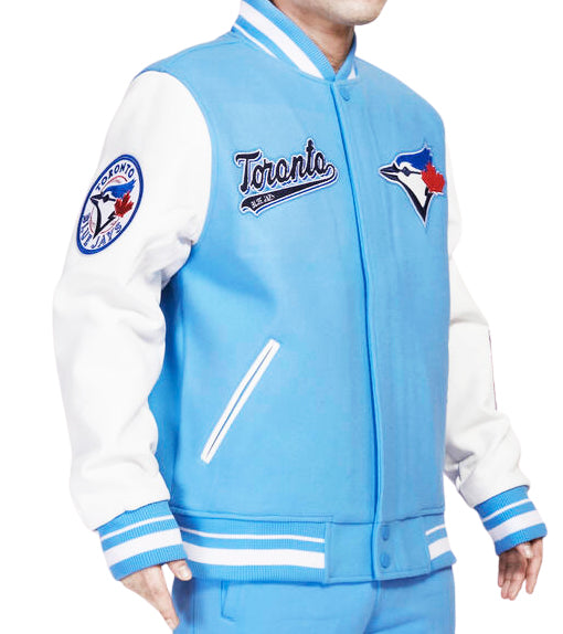 PRO STANDARD MEN'S MLB TORONTO BLUE JAYS SKY/WHITE VARSITY JACKET