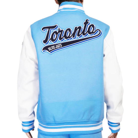 PRO STANDARD MEN'S MLB TORONTO BLUE JAYS SKY/WHITE VARSITY JACKET