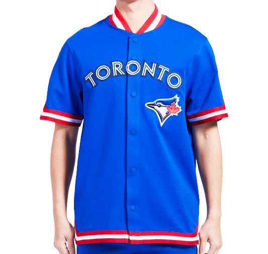 PRO STANDARD MLB TORONTO BLUE JAYS CLASSIC MEN'S WARM UP ROYAL BLUE SHORT SLEEVE JACKET