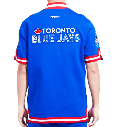 PRO STANDARD MLB TORONTO BLUE JAYS CLASSIC MEN'S WARM UP ROYAL BLUE SHORT SLEEVE JACKET