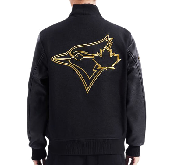 PRO STANDARD MEN'S MLB TORONTO BLUE JAYS BLACK/GOLD VARSITY JACKET