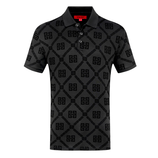 PAVINI MEN'S FANCY POLO T-SHIRT (BLACK P-3083)