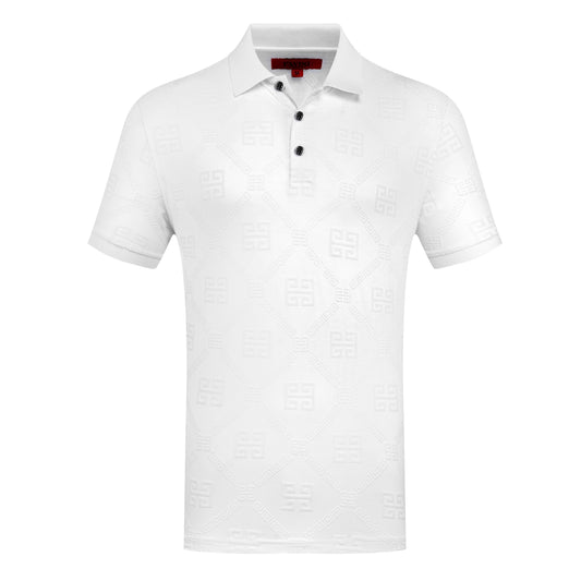 PAVINI MEN'S FANCY POLO T-SHIRT (WHITE P-3083)