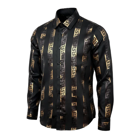 MODERNO FANCY BUTTON UP SHIRTS (BLACK MJLS-336)