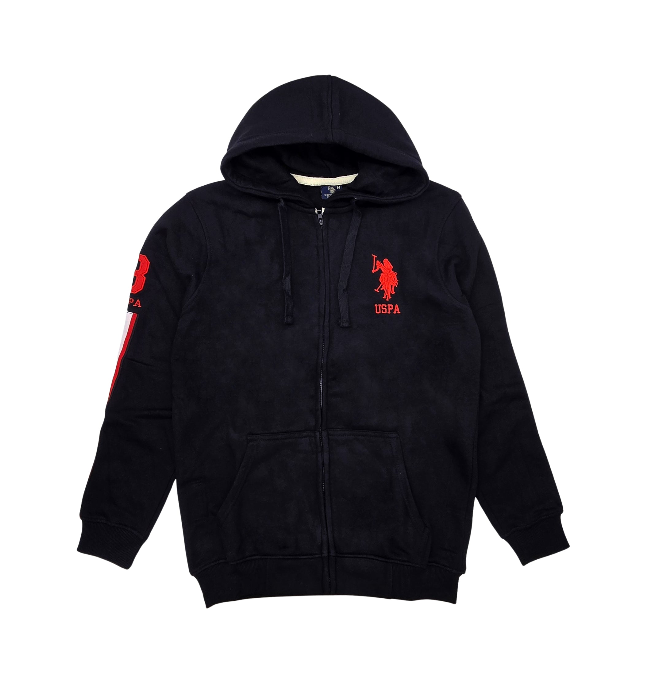 MEN'S U.S. POLO FLEECE PULLOVER HOODIE (BLACK)