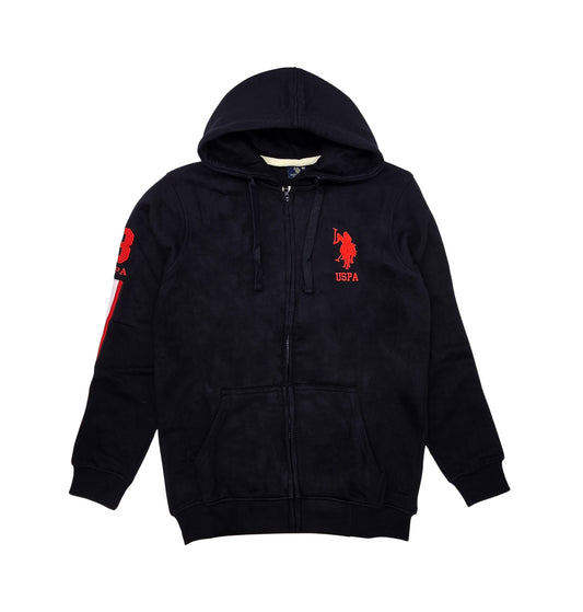MEN'S U.S. POLO FLEECE PULLOVER HOODIE (BLACK)