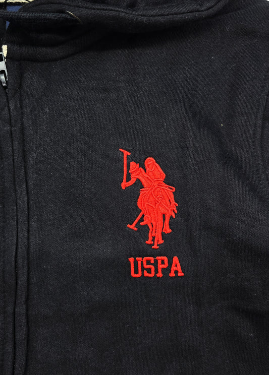 MEN'S U.S. POLO FLEECE PULLOVER HOODIE (BLACK)
