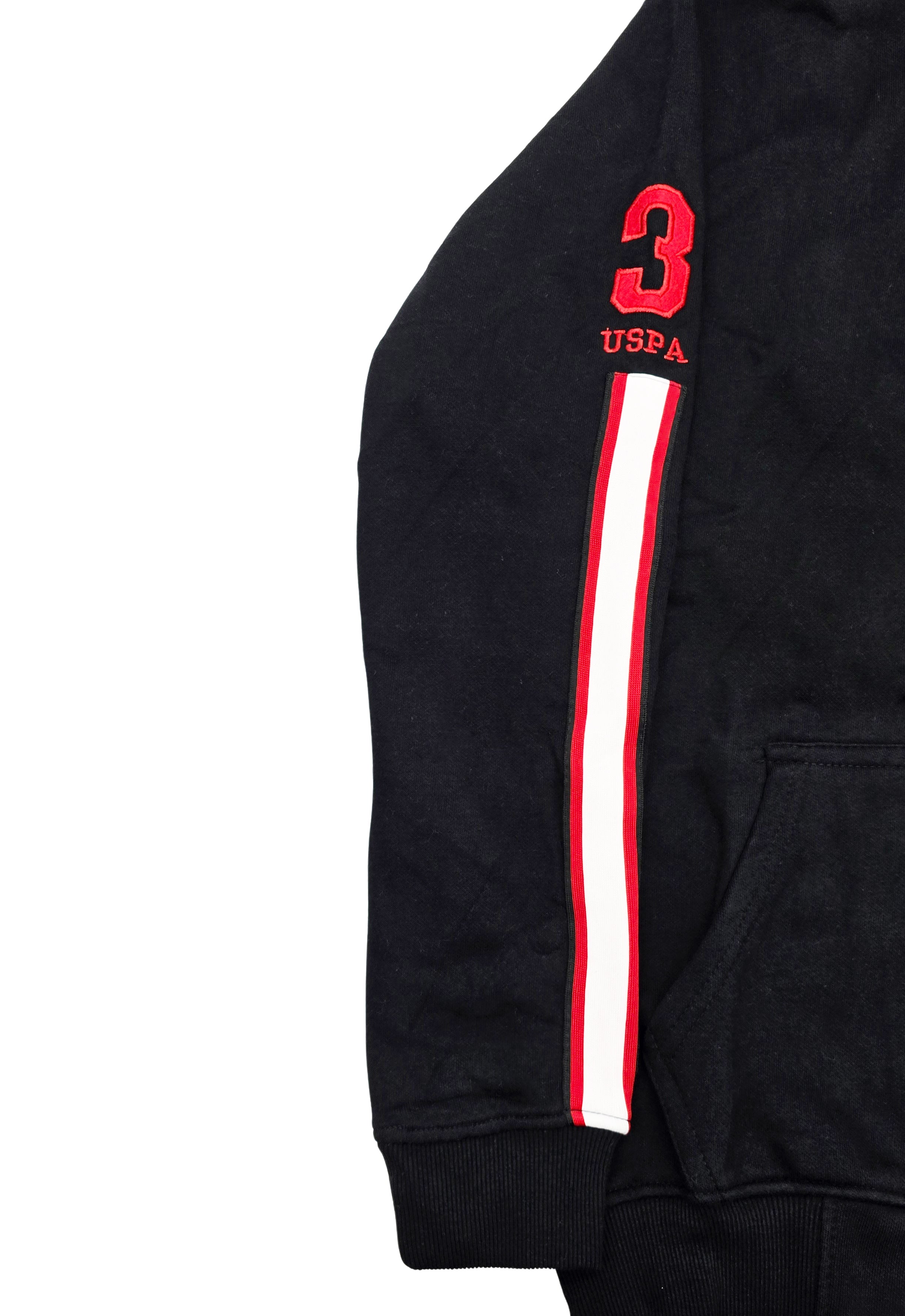 MEN'S U.S. POLO FLEECE PULLOVER HOODIE (BLACK)