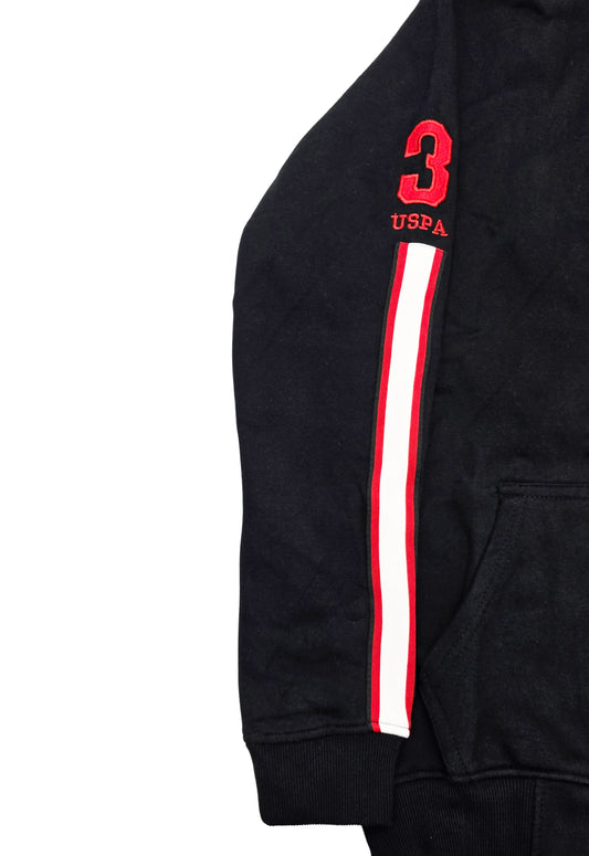 MEN'S U.S. POLO FLEECE PULLOVER HOODIE (BLACK)