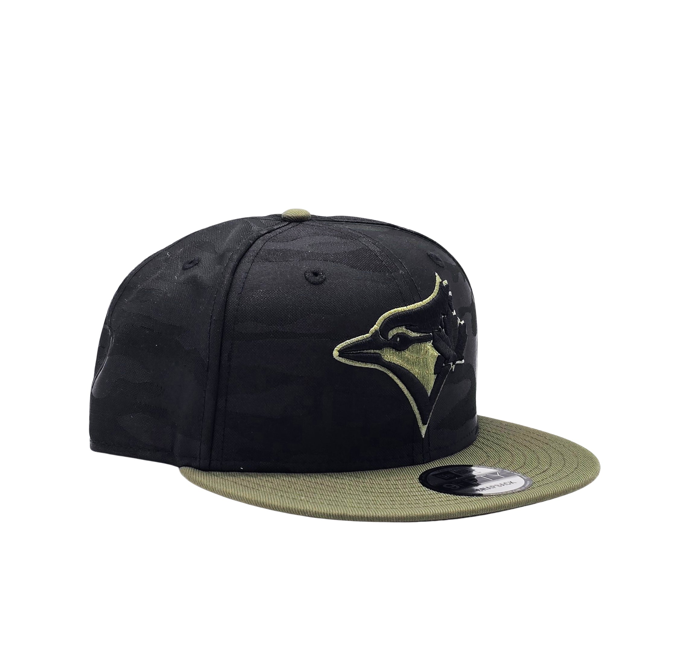 NEW ERA 9FIFTY TORONTO BLUE JAYS BLACK CAMO/OLIVE SNAPBACK HAT