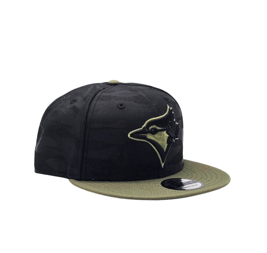 NEW ERA 9FIFTY TORONTO BLUE JAYS BLACK CAMO/OLIVE SNAPBACK HAT