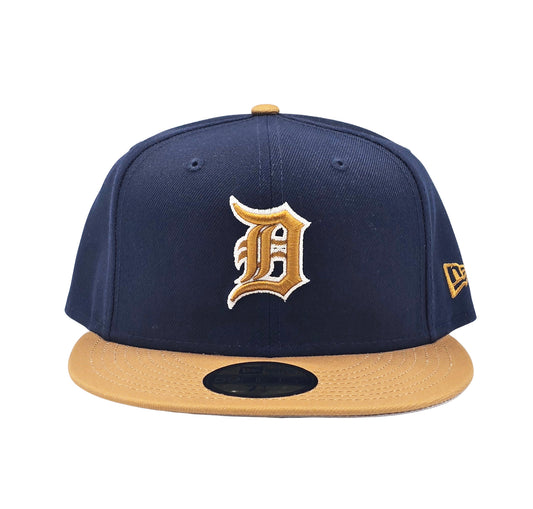 NEW ERA 59FIFTY MEN'S DETROIT TIGERS NAVY BLUE/BROWN FITTED HAT