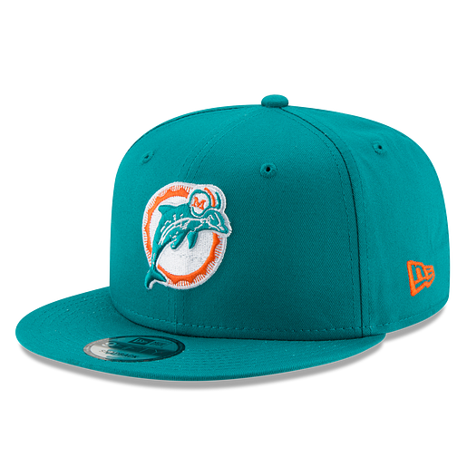 MEN'S NEW ERA NFL MIAMI DOLPHINS THROWBACK LOGO 9FIFTY TEAL SNAPBACK HAT