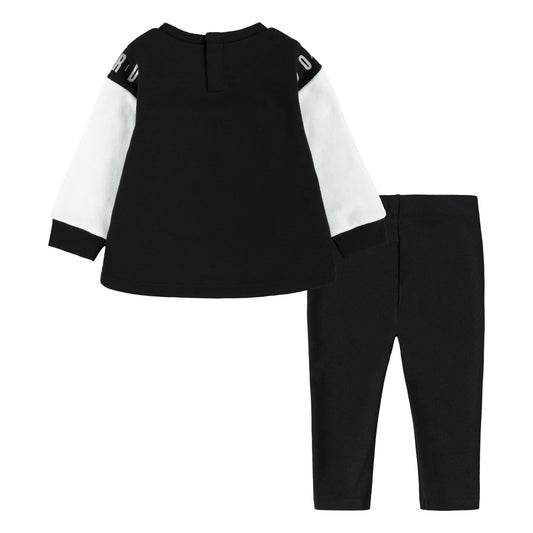 JORDAN INFANT HOLIDAY SHINE CREWNECK & LEGGING SET (BLACK/PINK SIZE 12M-24M)