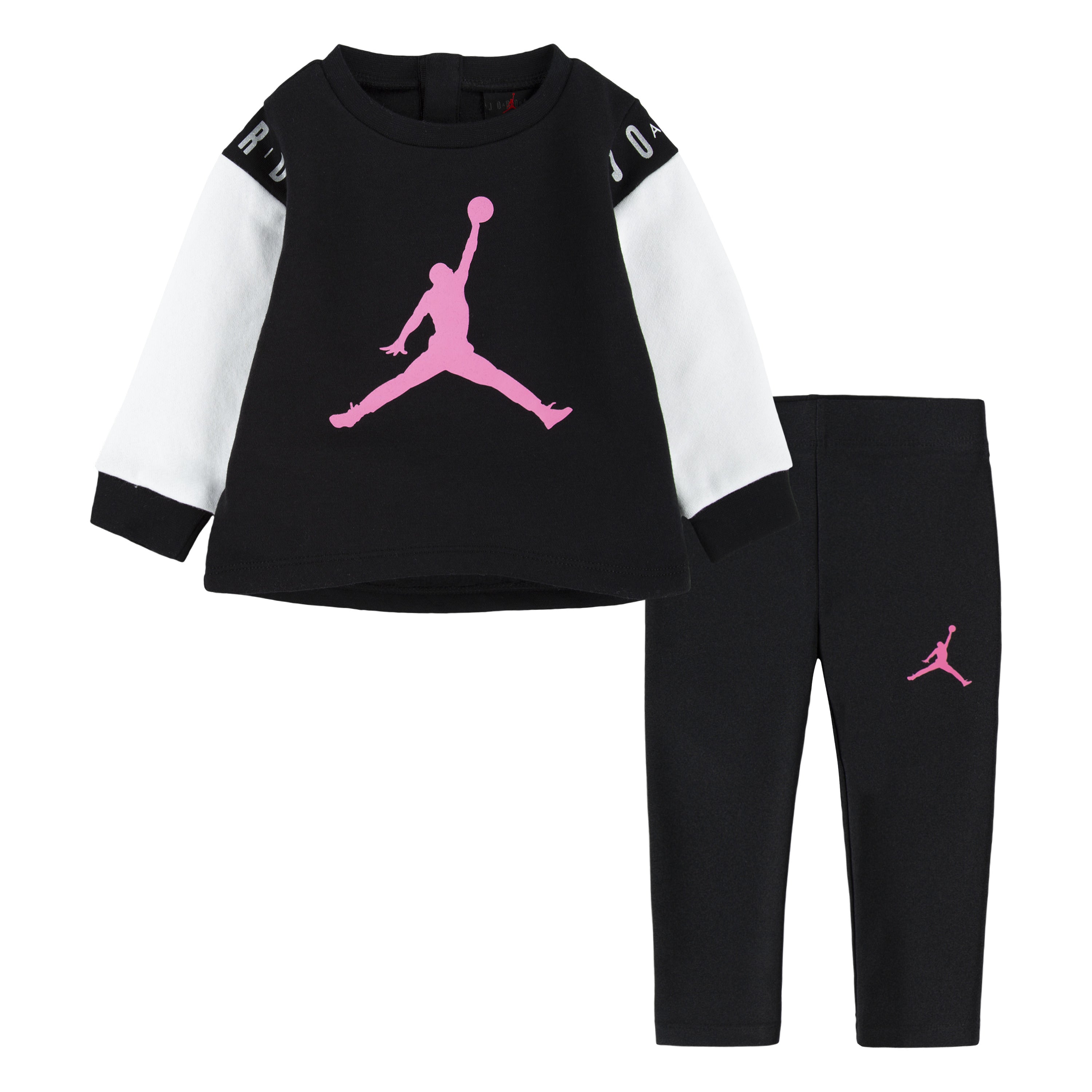 JORDAN INFANT HOLIDAY SHINE CREWNECK & LEGGING SET (BLACK/PINK SIZE 12M-24M)