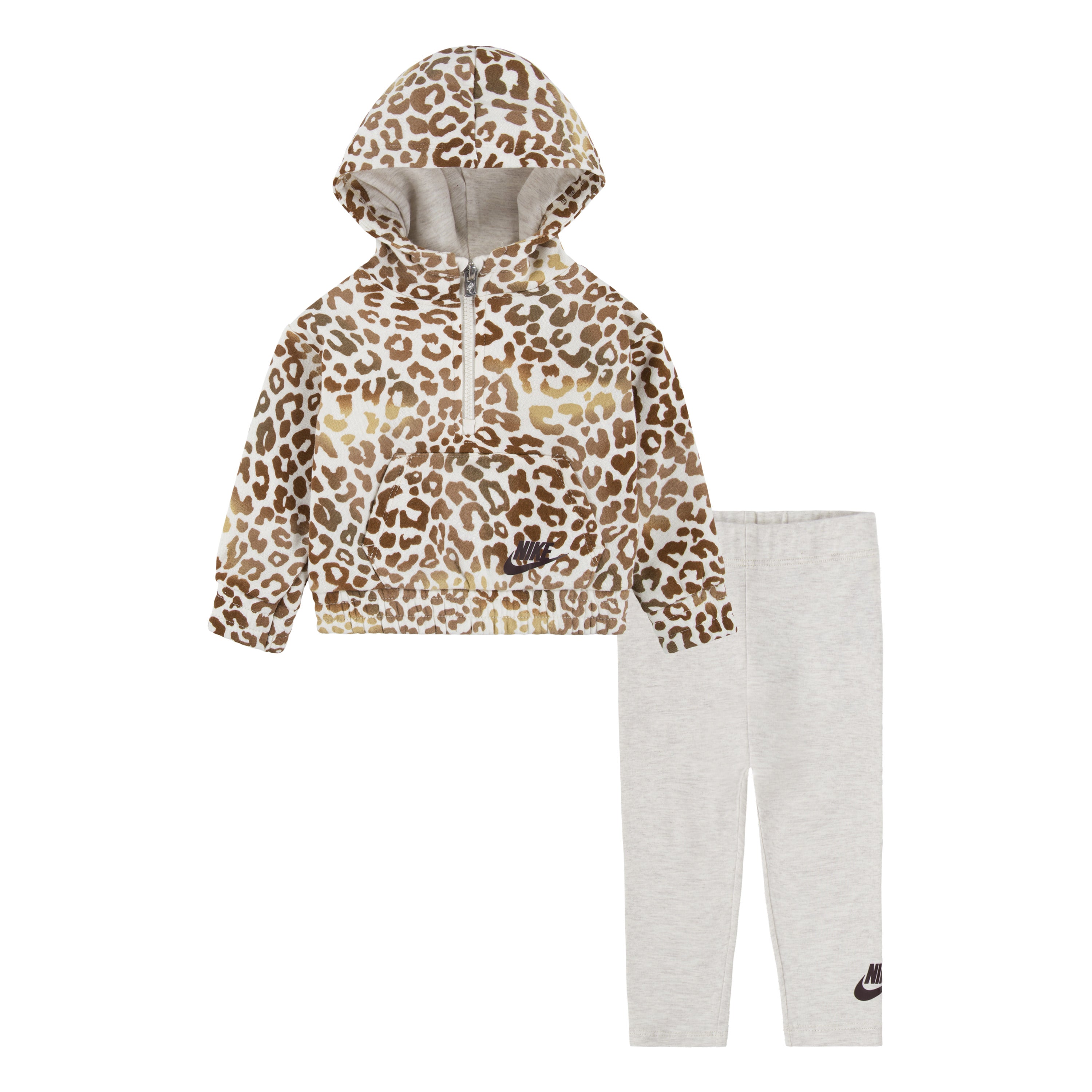 NIKE INFANT GIRLS HALF-ZIP HOODIE AND LEGGING SET (IVORY SIZES 12-24M)