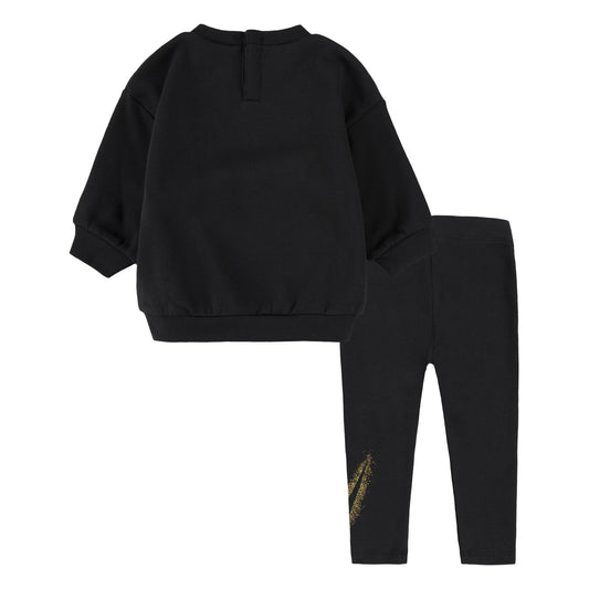 NIKE INFANT GIRLS CREWNECK AND TIGHTS SET (BLACK SIZE 12M-24M)