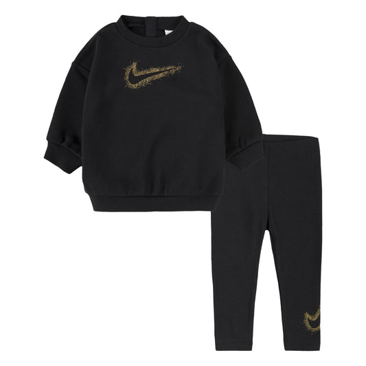 NIKE INFANT GIRLS CREWNECK AND TIGHTS SET (BLACK SIZE 12M-24M)