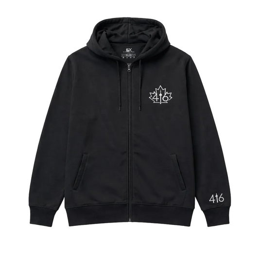 CITY OF DREAMS 416 MAPLE LEAF MEN'S ZIP-UP FLEECE TRACKSET (BLACK)