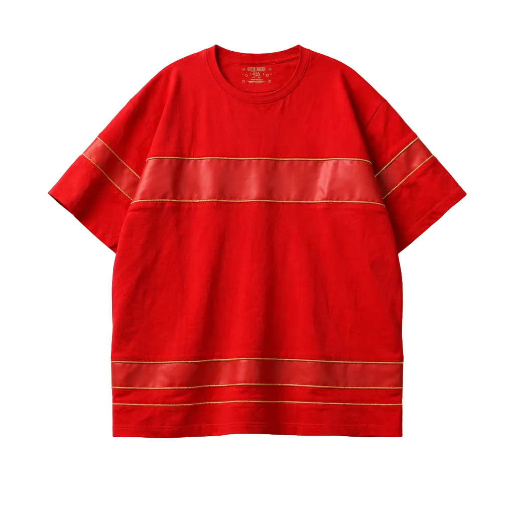 CITY OF DREAMS MEN'S BIG & TALL MULTI ZIPPER T-SHIRT (RED)