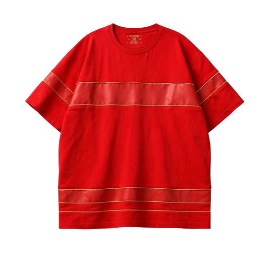 CITY OF DREAMS MEN'S BIG & TALL MULTI ZIPPER T-SHIRT (RED)