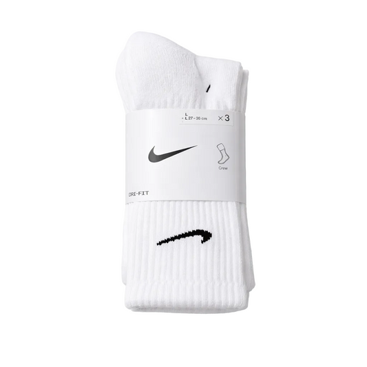 NIKE EVERYDAY CUSHION CREW 3-PACK WHITE TRAINING SOCKS