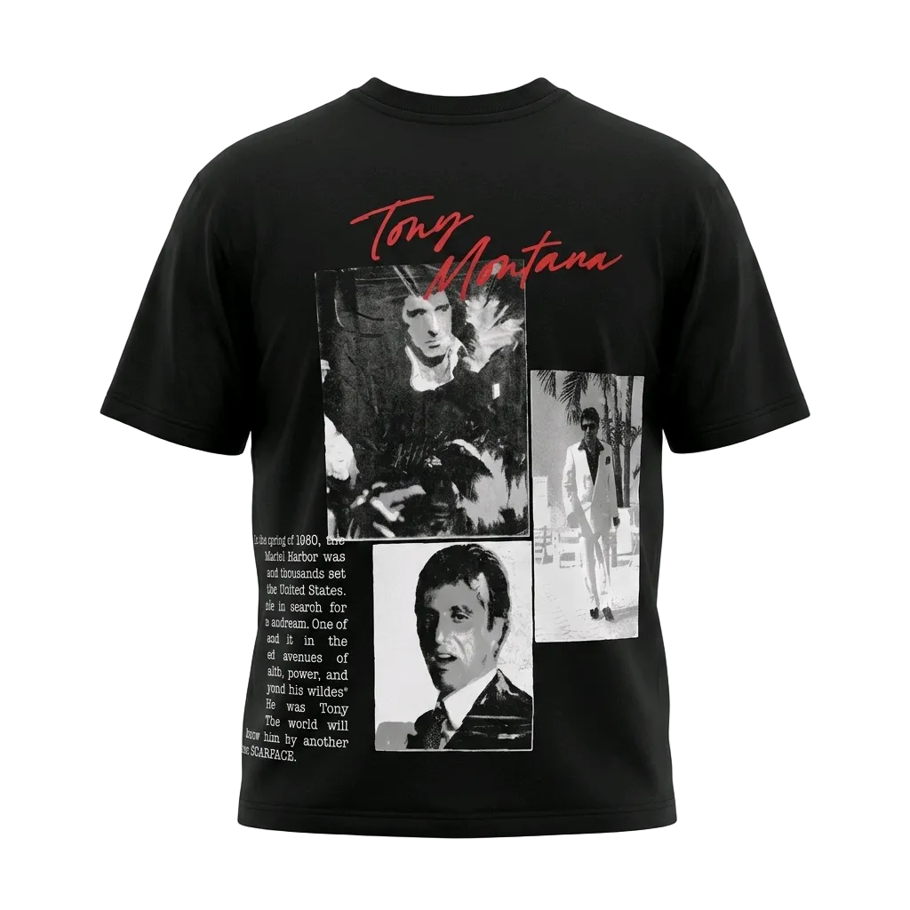 SCARFACE TONY MONTANA GRAPHIC BLACK T-SHIRT