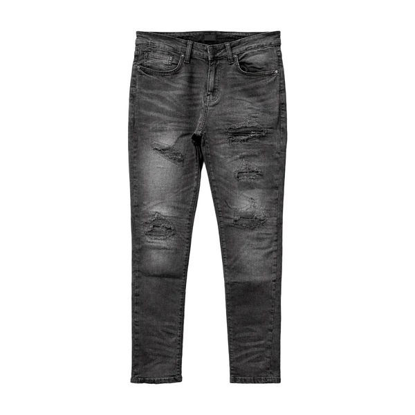 RIP AND REPAIR WASHED BLACK DENIM JEANS