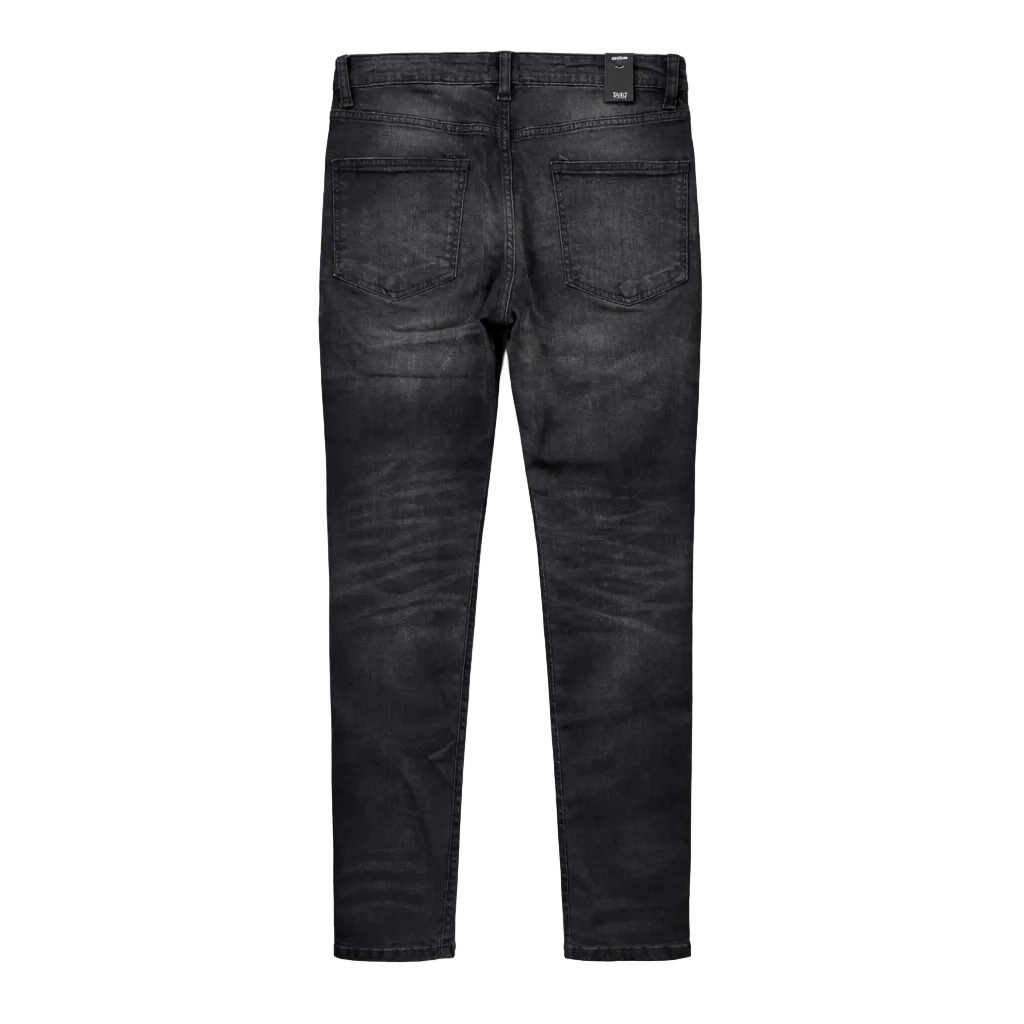 RIP AND REPAIR WASHED BLACK DENIM JEANS