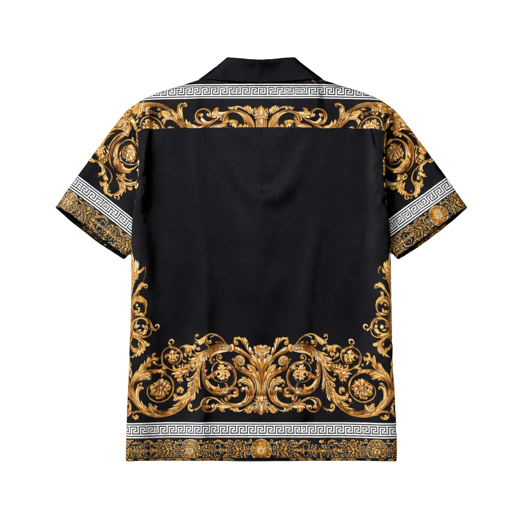 SILVER STONE MEN'S FOIL BUTTON UP SHORT SLEEVES SHIRT (BLACK CSSW-26)