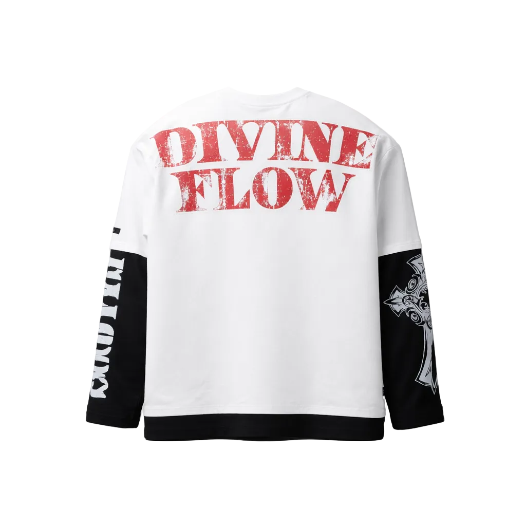 SWITCH MEN'S LONG SLEEVE RHINESTONE ENDLESS GRAPHIC T-SHIRT (WHITE)