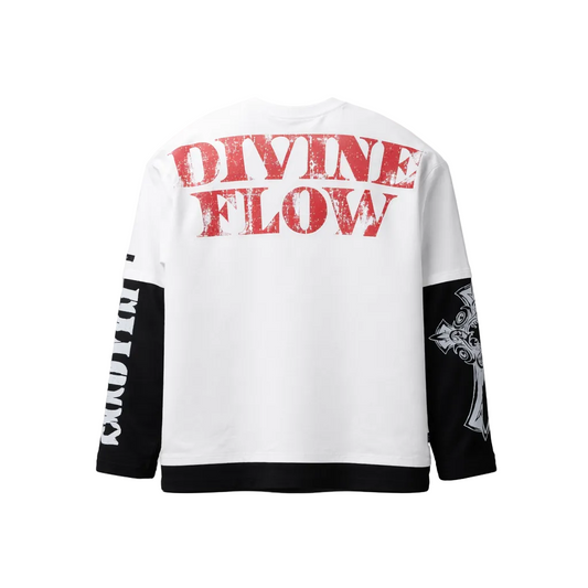 SWITCH MEN'S LONG SLEEVE RHINESTONE ENDLESS GRAPHIC T-SHIRT (WHITE)