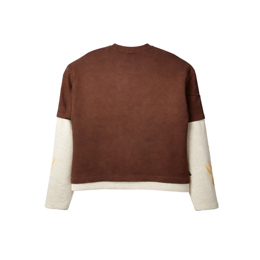 SWITCH MEN'S LONG SLEEVE DEATH HUNTER GRAPHIC T-SHIRT (BROWN)