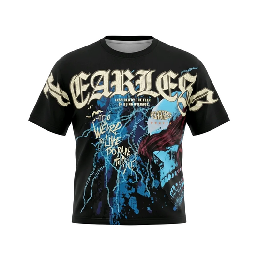 PJ MARK BLEECKER & MERCER MEN'S RHINESTONE FEARLESS GRAPHIC T-SHIRT (BLACK)