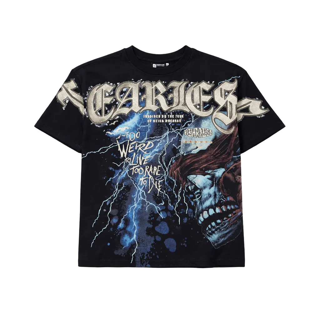 PJ MARK BLEECKER & MERCER MEN'S RHINESTONE FEARLESS GRAPHIC T-SHIRT (BLACK)