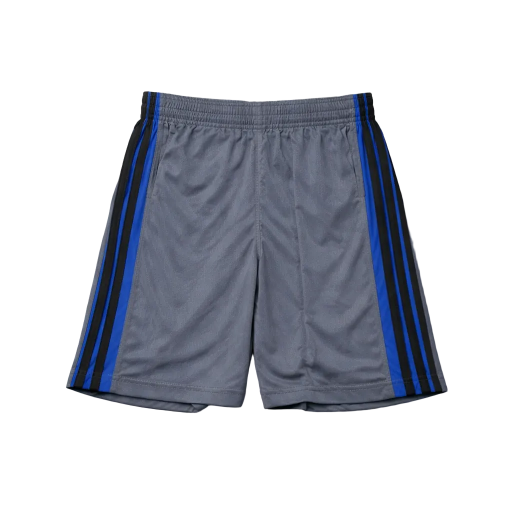 MEN'S AGILE CLASSIC 4-STRIPE ATHLETIC SHORTS (GREY/BLUE)