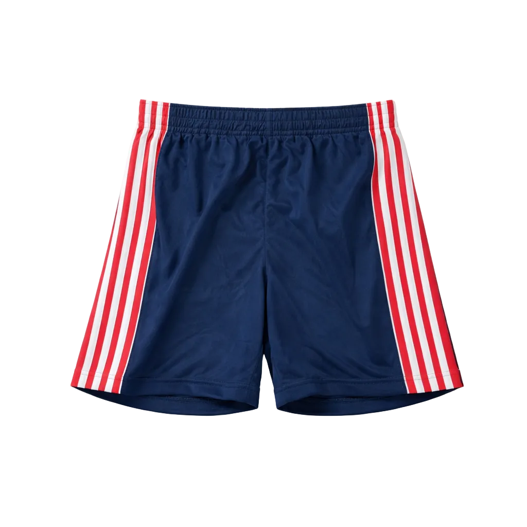 MEN'S AGILE CLASSIC 4-STRIPE ATHLETIC SHORTS (NAVY/RED)