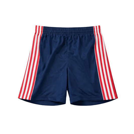 MEN'S AGILE CLASSIC 4-STRIPE ATHLETIC SHORTS (NAVY/RED)