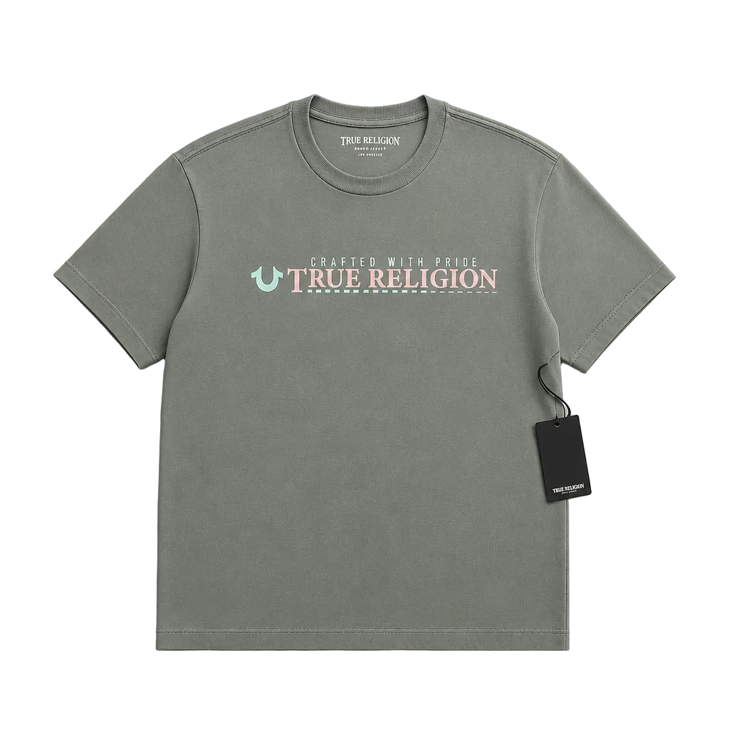 TRUE RELIGION DASH LOGO TEE (BALSAM GREEN)