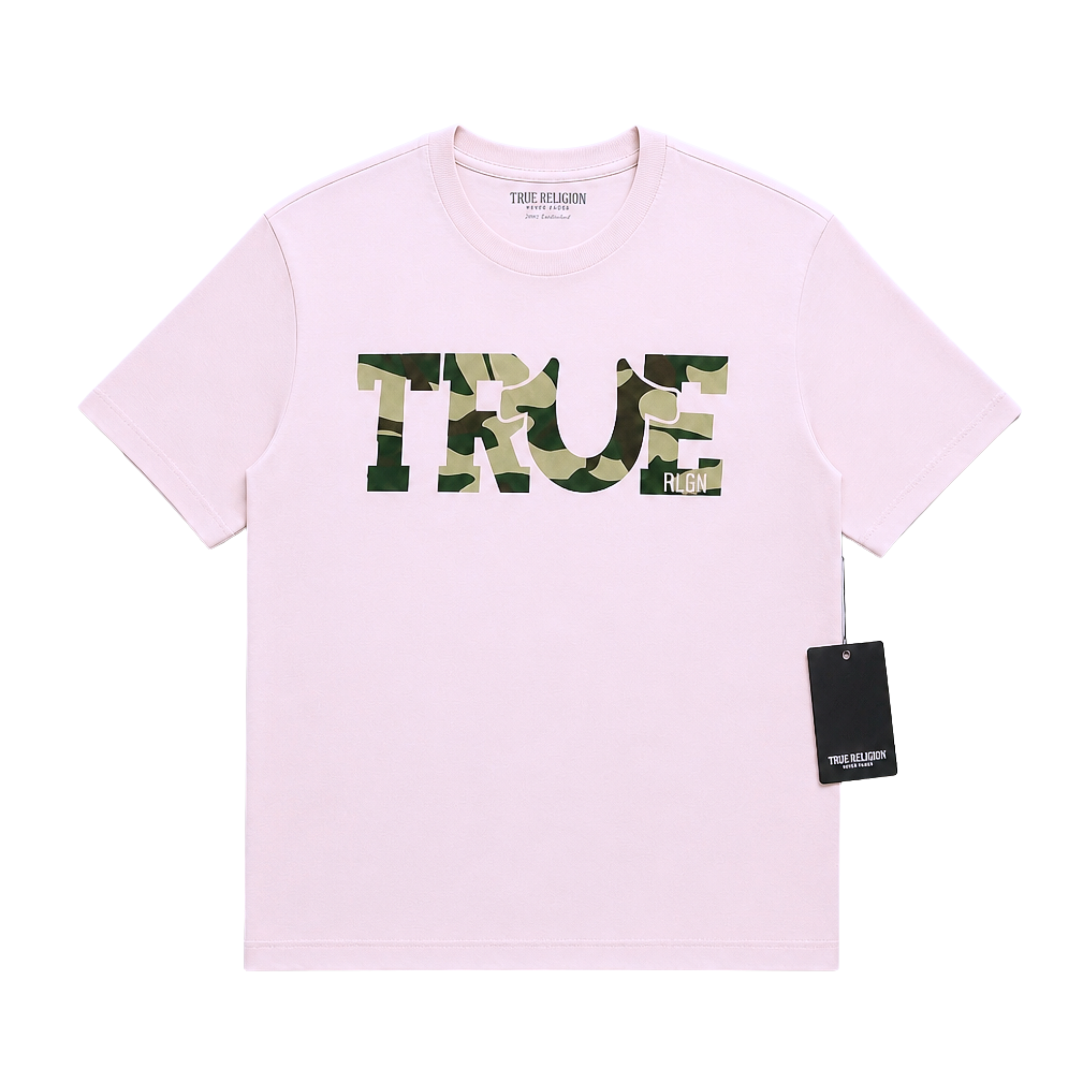 TRUE RELIGION TILTED CAMO LOGO TEE (PALE LILAC)