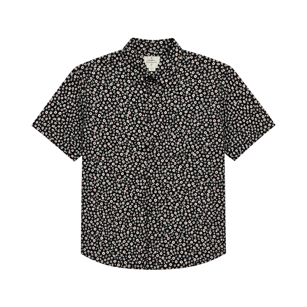 SPRINGFIELD MEN'S SHORT SLEEVES PRINTED BUTTON-UP SHIRT (BLACK/RED)