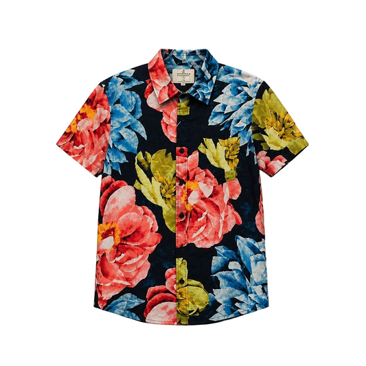 SPRINGFIELD MEN'S SHORT SLEEVES PRINTED BUTTON-UP SHIRT (MULTI COLOR)