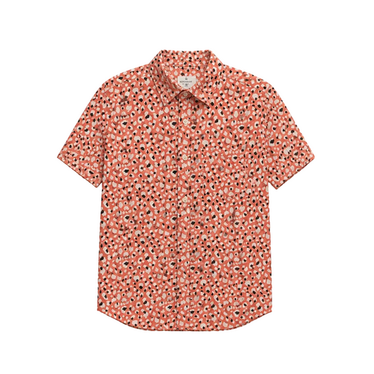 SPRINGFIELD MEN'S SHORT SLEEVES PRINTED BUTTON-UP SHIRT (PINK)