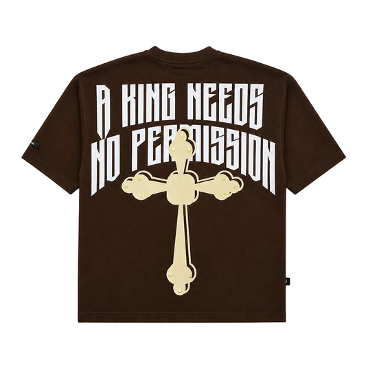 SWITCH MEN'S RHINESTONE BORN TO REIGN GRAPHIC T-SHIRT (BROWN)