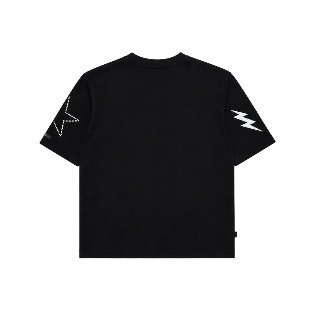 SWITCH MEN'S CONQUERS GRAPHIC & RHINESTONE T-SHIRT/SHORTS SET (BLACK)