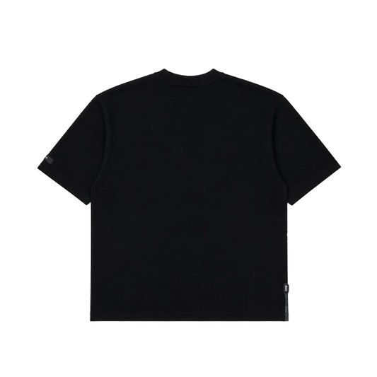 SWITCH MEN'S RHINESTONE BROKEN SKULL DROP SHOULDER GRAPHIC T-SHIRT (BLACK)