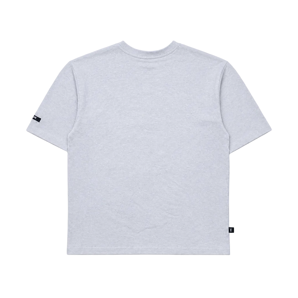 SWITCH MEN'S RHINESTONE MACABRE SKULL CRUSH DROP SHOULDER GRAPHIC T-SHIRT (GREY)