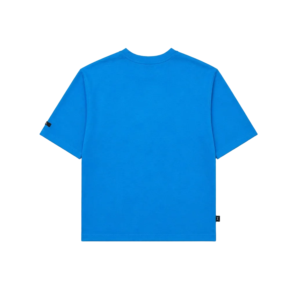 SWITCH MEN'S RHINESTONE MAMMON MATERIALISM MONSTER DROP SHOULDER GRAPHIC T-SHIRT (AQUA BLUE)