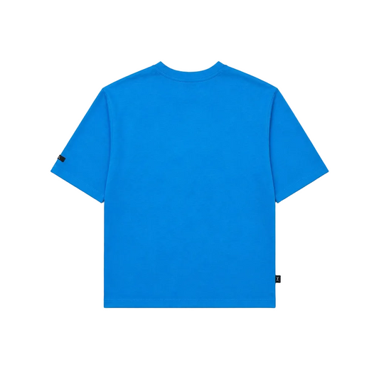 SWITCH MEN'S RHINESTONE MAMMON MATERIALISM MONSTER DROP SHOULDER GRAPHIC T-SHIRT (AQUA BLUE)